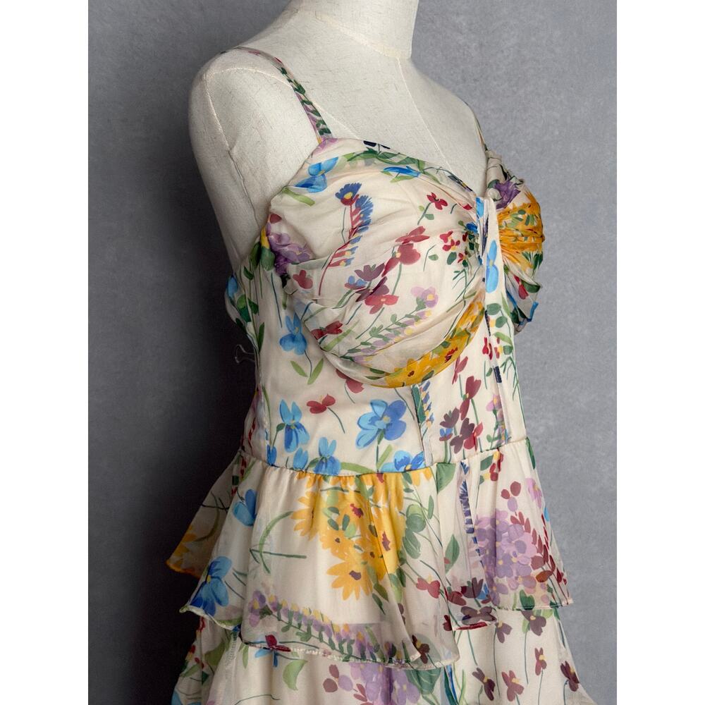 B. Darlin Plus Chiffon Mini Dress Tiered Floral Women's Cream Size 20W NEW - Picture 5 of 12
